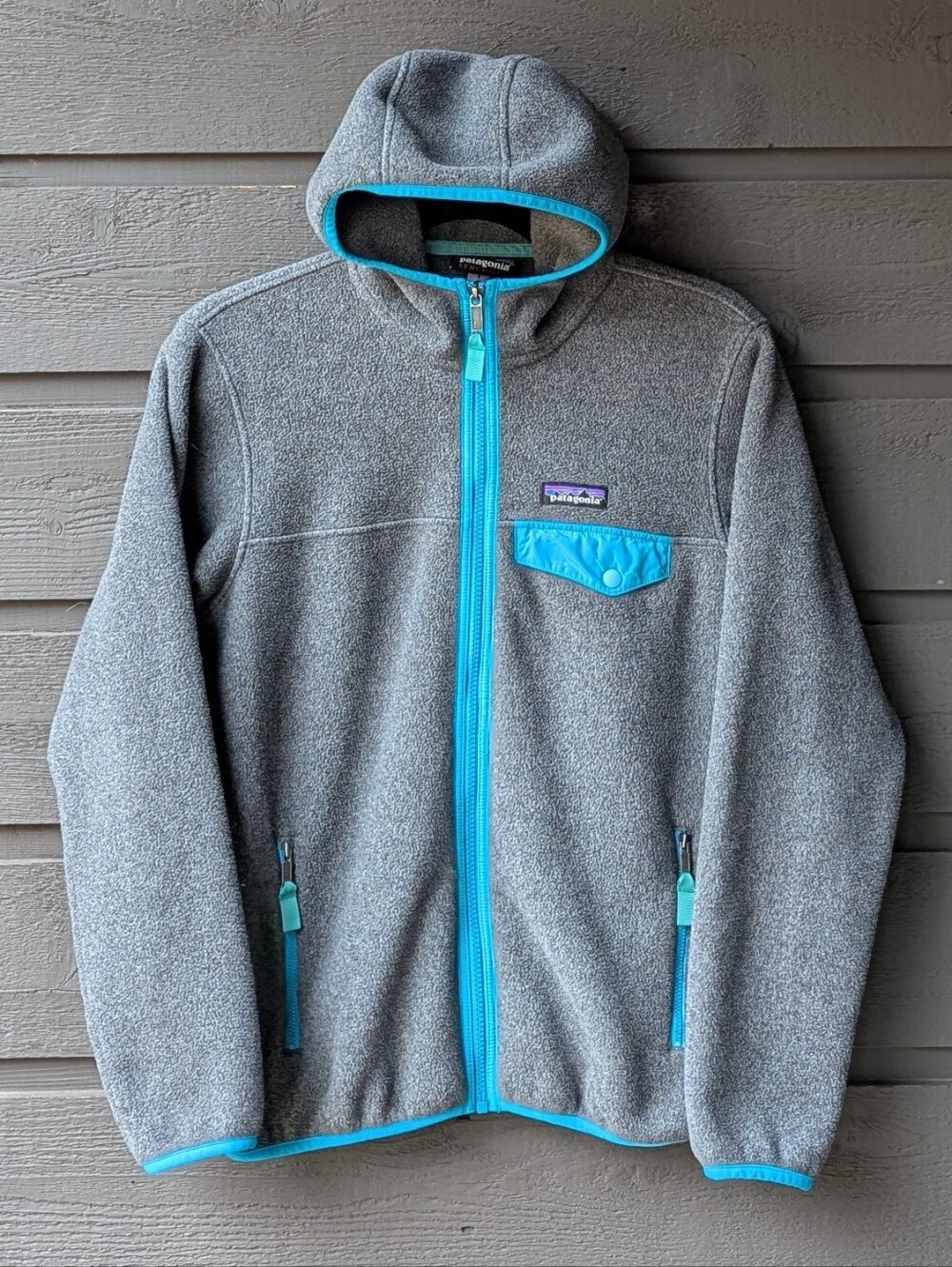 Patagonia W's Lightweight Snap-T Hooded Jacket Nickel W/Epic Blue Teal Small